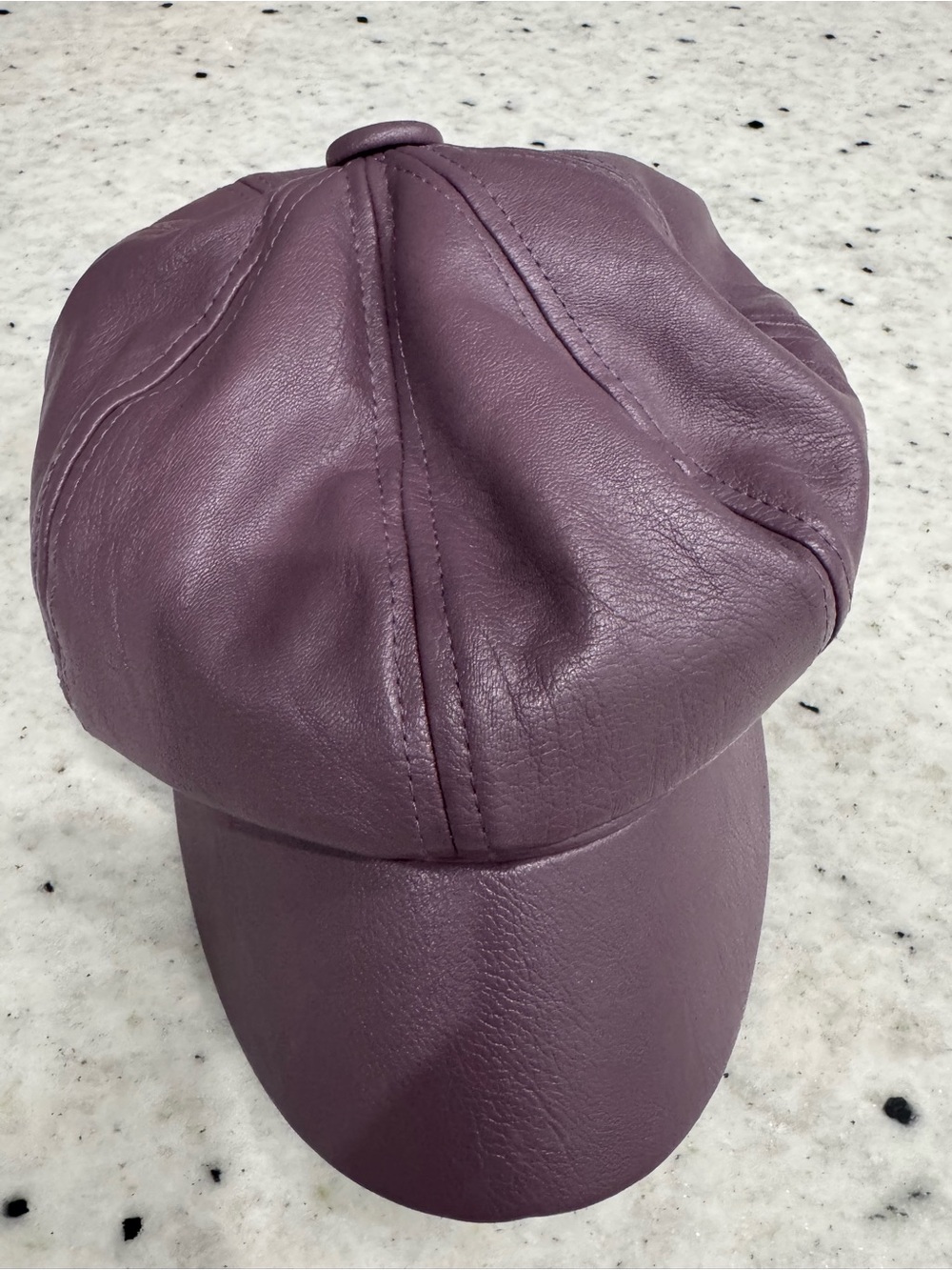 Faux Leather Baker Boy Hat in Mauve - Picture 2 of 3